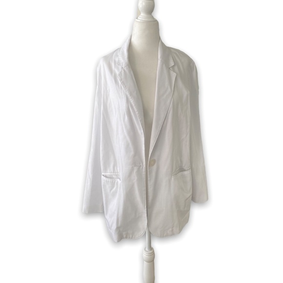 Linen long white blazer - Picture 2 of 3
